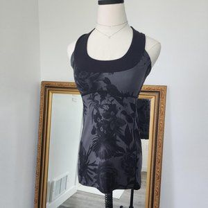 Lululemon black and gray floral tank top